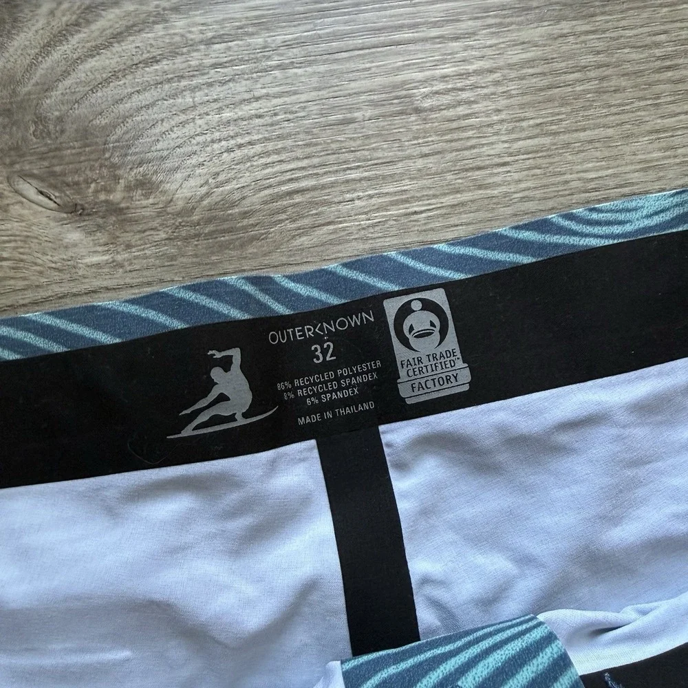 Outerknown Apex Board Shorts Mens 32 Blue‎ Wave Print Swim Trunks 9